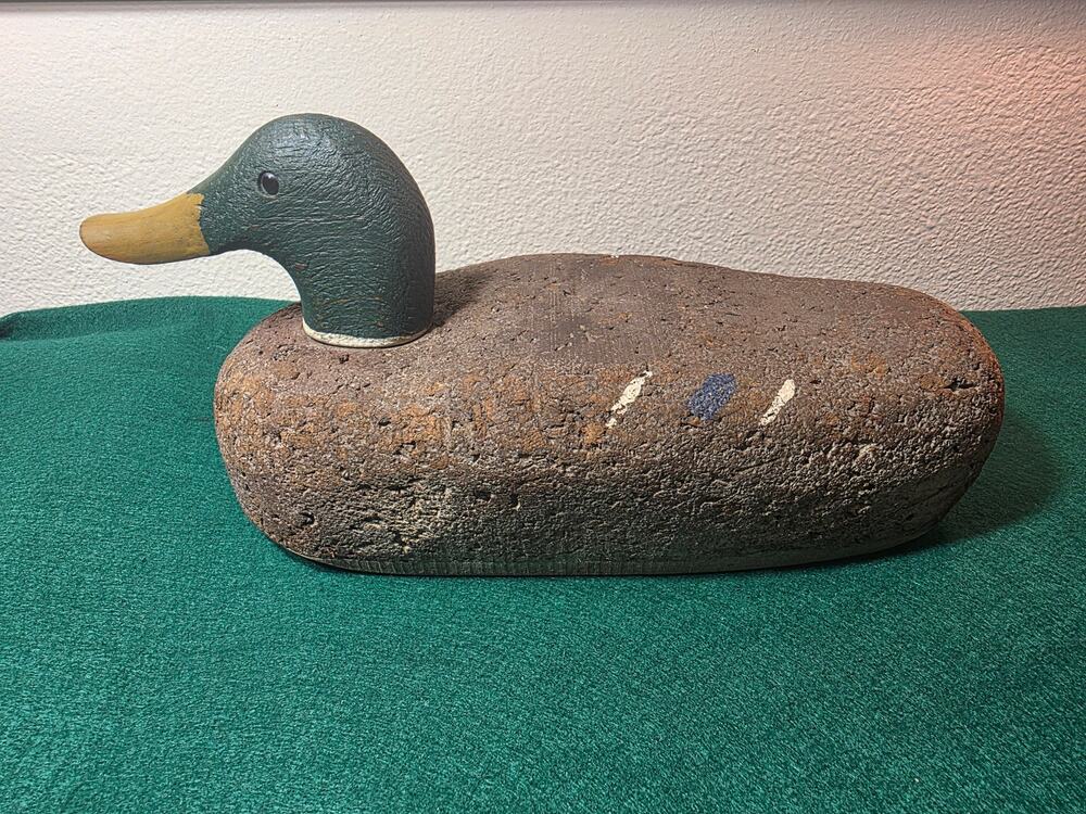 Vintage cork Mallard Decoy-NIMROD Dux 1940's  with wood base